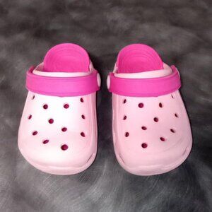 Two Tone Pink Infant Girl Breathable Clog Slip On Shoes Size 1.5 130mm